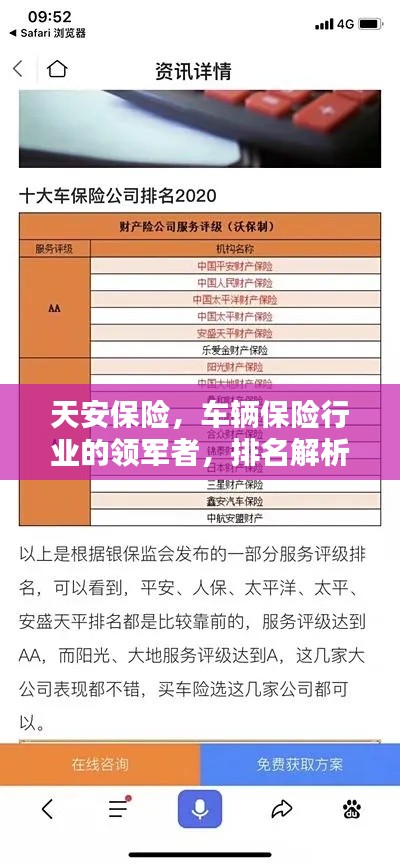 天安保险,车辆保险行业的领军者,排名解析!